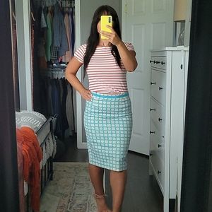 Boden Breton Top & Modern Geo Print Pencil Skirt Set